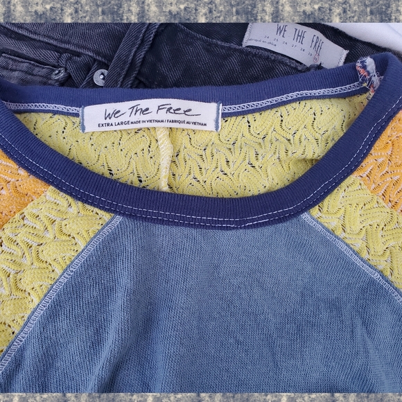 We The Free People In 🌈 rainbows crochet top mixed media Top **dark spots**asis - Picture 11 of 15